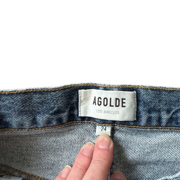 AGOLDE Mia Mid Rise Straight Jean Rule Wash Distressed - Picture 4 of 11